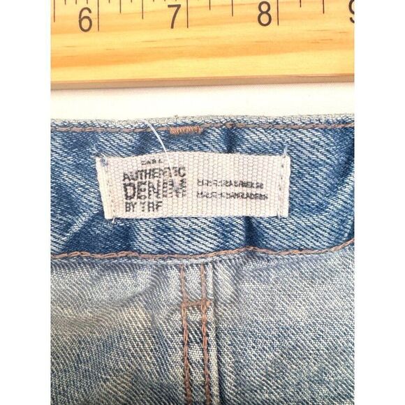 Zara Trafaluc Light Wash Denim Button Front Skirt Sz 26 Y2k vibes Boho EUC - Picture 6 of 7